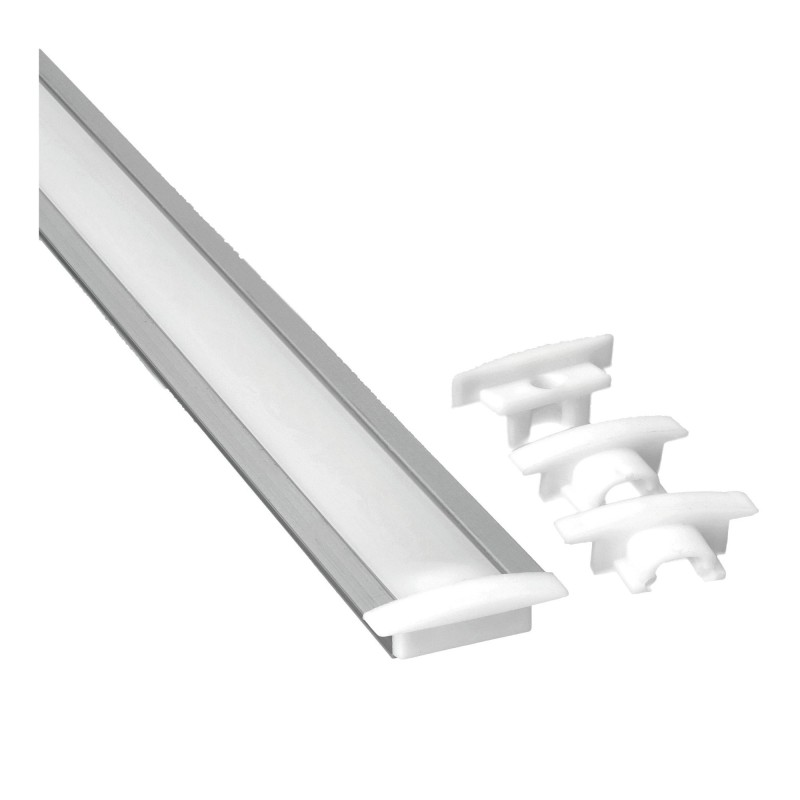 Perfil Aluminio Empotrar Integración Obras Modelo B 1 Ala, Para Tiras LED Hasta 9mm, Barra 2 Metros - Completo