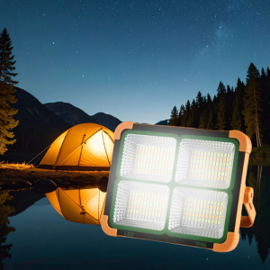Foco LED Solar Portátil 200W con Imán, 5 Modos de Luz y Carga USB/Solar