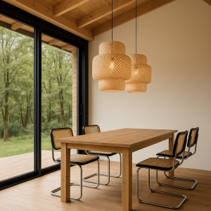 Lámpara Colgante Artesanal de Bambú 30x30cm