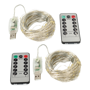 Guirnalda de cobre 2 Pack* 20m 200leds luz cálida 8 Modos USB IP65