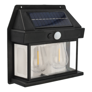 Aplique solar pared dos lamparas exterior con sensor luz cálido